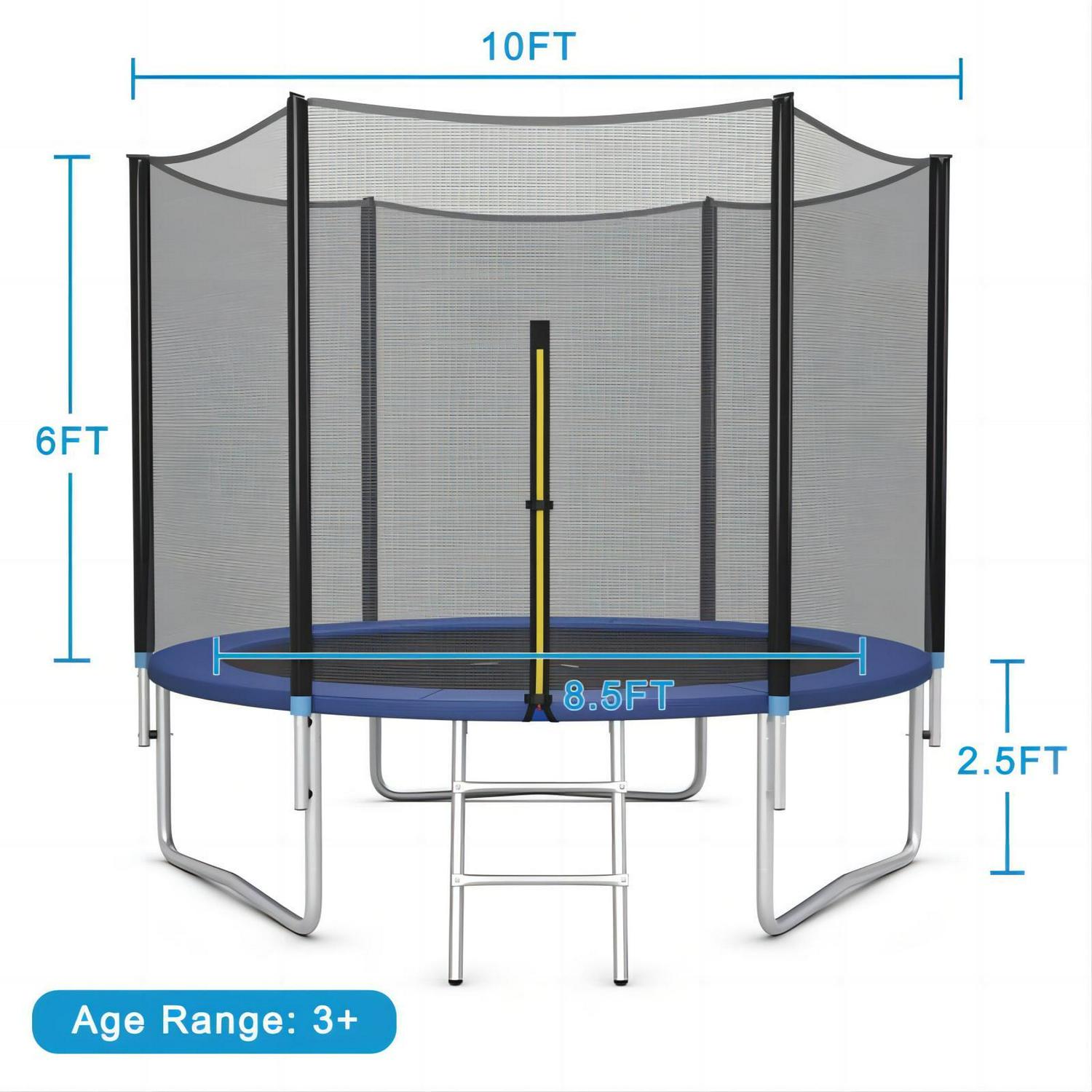 Vebreda 10ft Trampoline for Kids with Safety Enclosure Net & Ladder - Outdoor Blue Bounce Play for Children Ages 3-12 - Image 4