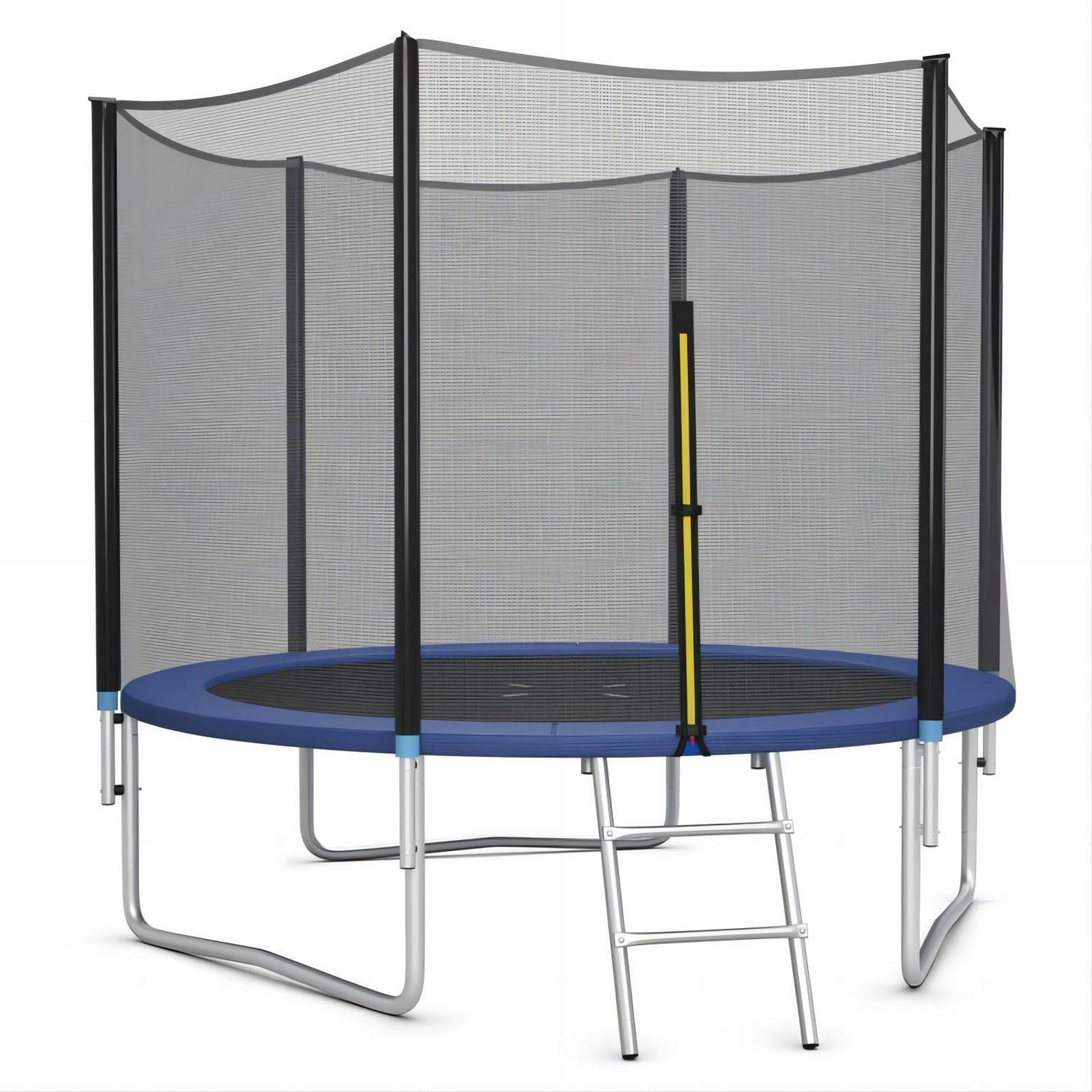 Vebreda 10ft Trampoline for Kids with Safety Enclosure Net & Ladder - Outdoor Blue Bounce Play for Children Ages 3-12