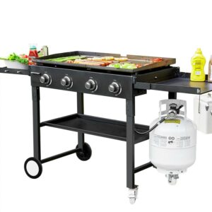 Vebreda 60000BTU 4 Burner Foldable Outdoor Propane Gas Grill , Black