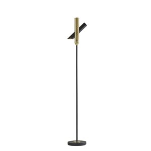 Vega LED Torchiere in Black and Antique Brass Metals