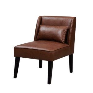 Versanora Marc Faux Leather Lounge Chair with Solid Wood Legs