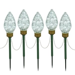 Vickerman 100(5 X 20Lt) Cool White C9 Faceted Bulb Lawn Stake Set, 10' Christmas Light Strand