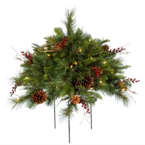 Vickerman 1.5' Cibola Mixed Berry Artificial Christmas Bush with 50 Clear Lights