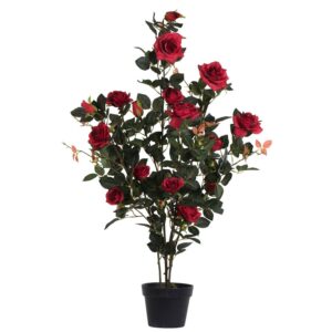 Vickerman 45" Artificial Red Rose Plant in Pot.