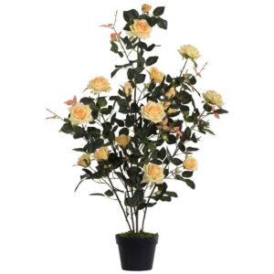 Vickerman 45" Artificial Yellow Rose Plant in Pot.