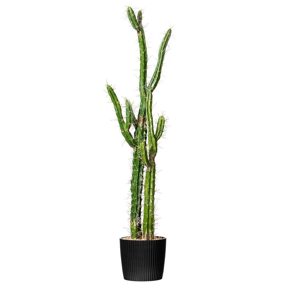 Vickerman 46" Artificial Green Cactus, Black Plastic Planters Pot.