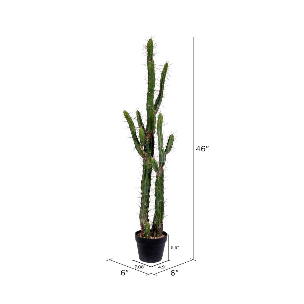 Vickerman 46" Artificial Green Cactus, Black Plastic Planters Pot. - Image 4