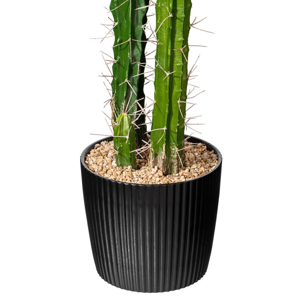 Vickerman 46" Artificial Green Cactus, Black Plastic Planters Pot. - Image 3