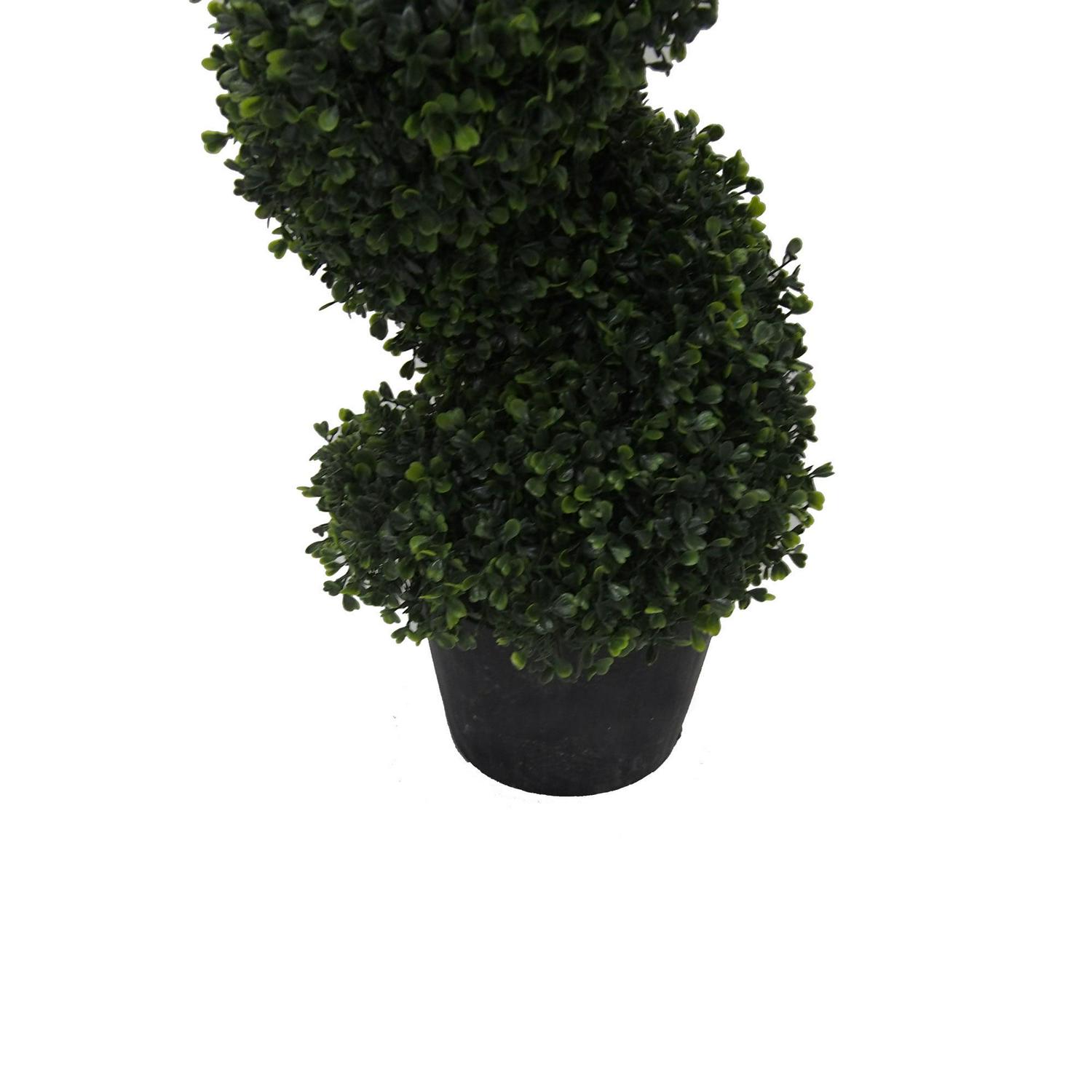 Vickerman 4' Artificial Potted Green Boxwood Spiral Tree. - Image 4