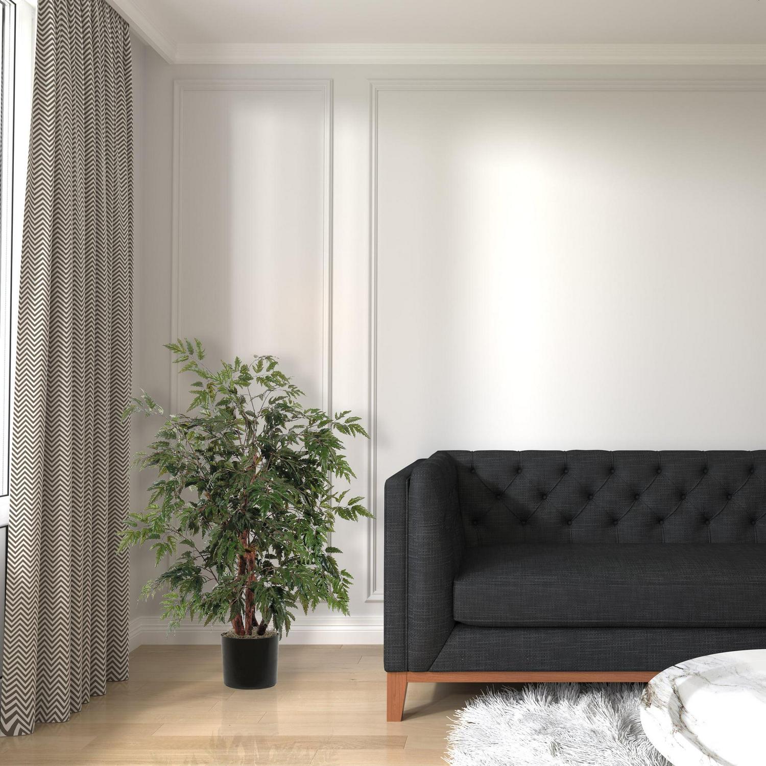 Vickerman 4' Artificial Ming Aralia Bush, Rattan Basket - Image 6