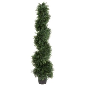 Vickerman 4' Artificial Potted Green Cedar Spiral Tree.