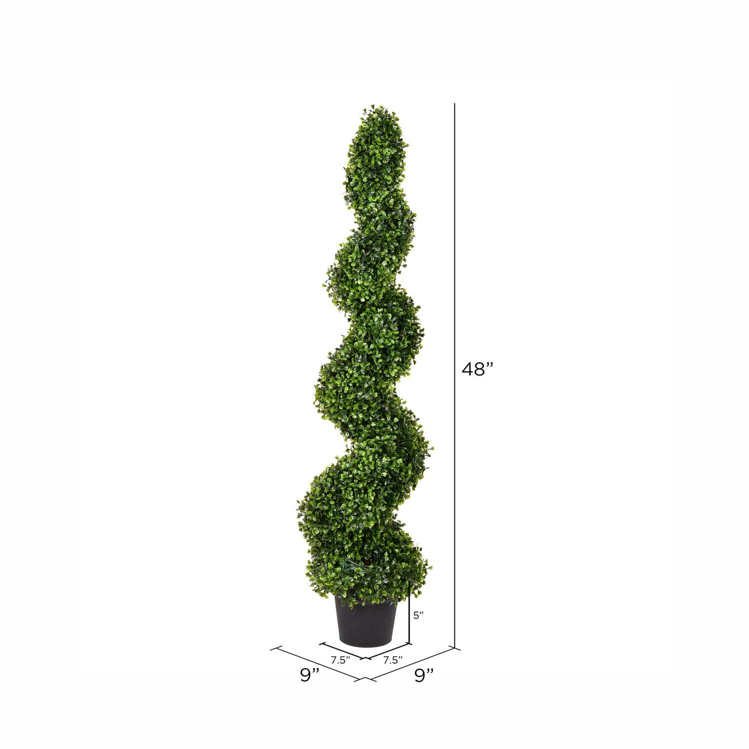 Vickerman 4' Artificial Potted Green Boxwood Spiral Tree. - Image 3