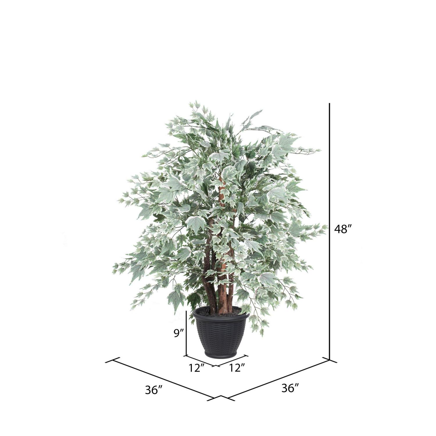 Vickerman 4' Artificial Silver Maple Extra Full Bush, Gray Round Plastic Container. - Image 2