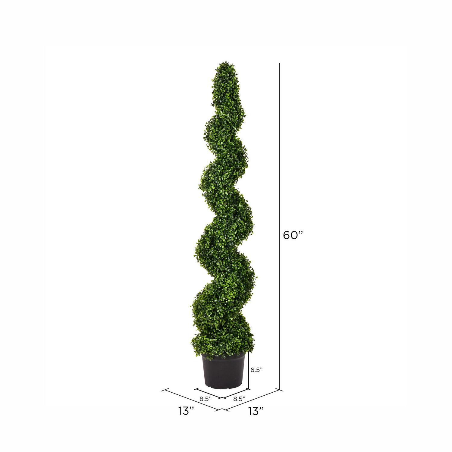 Vickerman 5' Artificial Potted Green Boxwood Spiral Tree. - Image 3