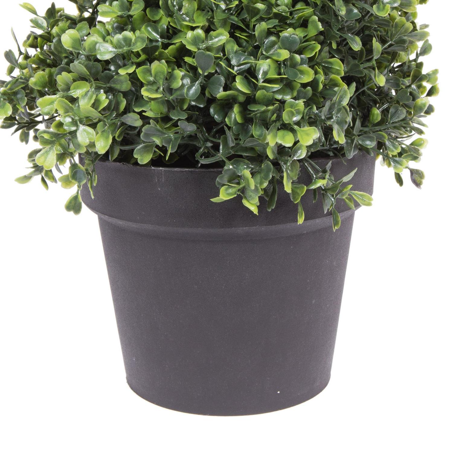 Vickerman 5' Artificial Potted Green Boxwood Spiral Tree. - Image 5