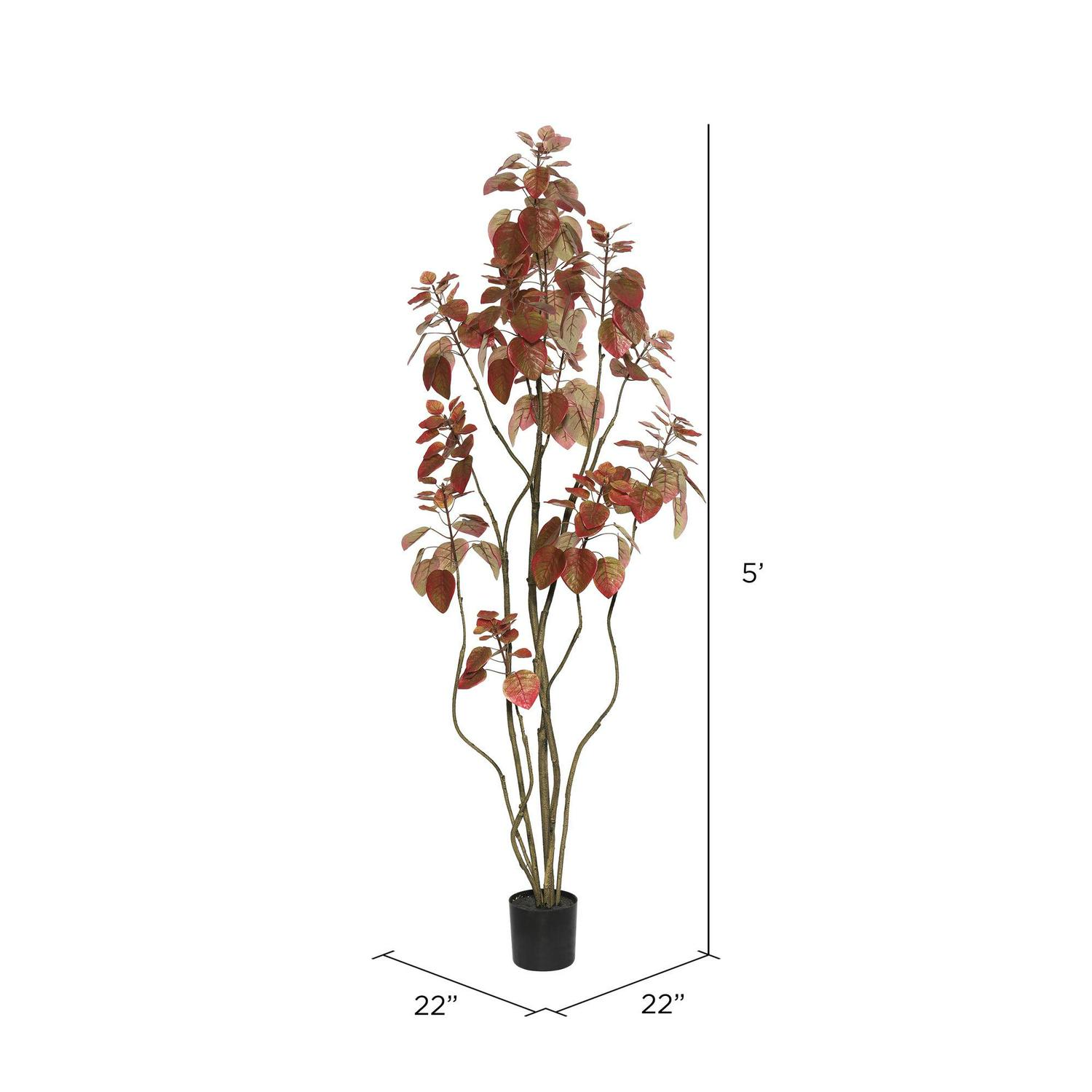 Vickerman 5' Artificial Red Potted Rogot Rurple Tree. - Image 2