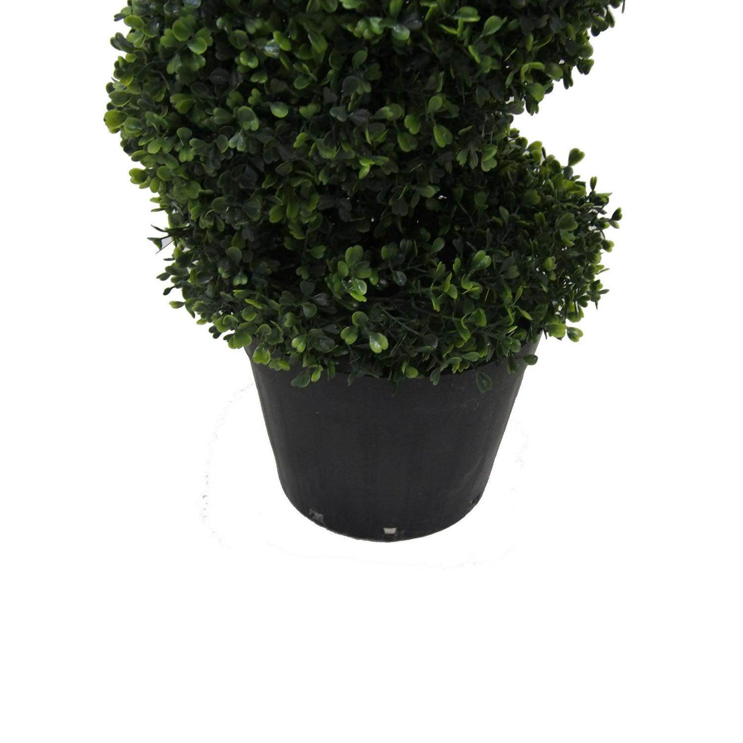 Vickerman 5' Artificial Potted Green Boxwood Spiral Tree. - Image 4