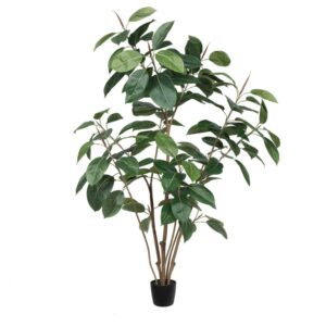 Vickerman 5' Potted Artificial Green Rubber Tree.