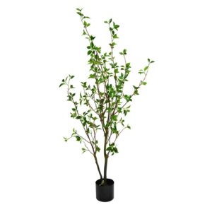 Vickerman 60" Artificial Potted Baby Leaf Tree in Black Planters Pot.