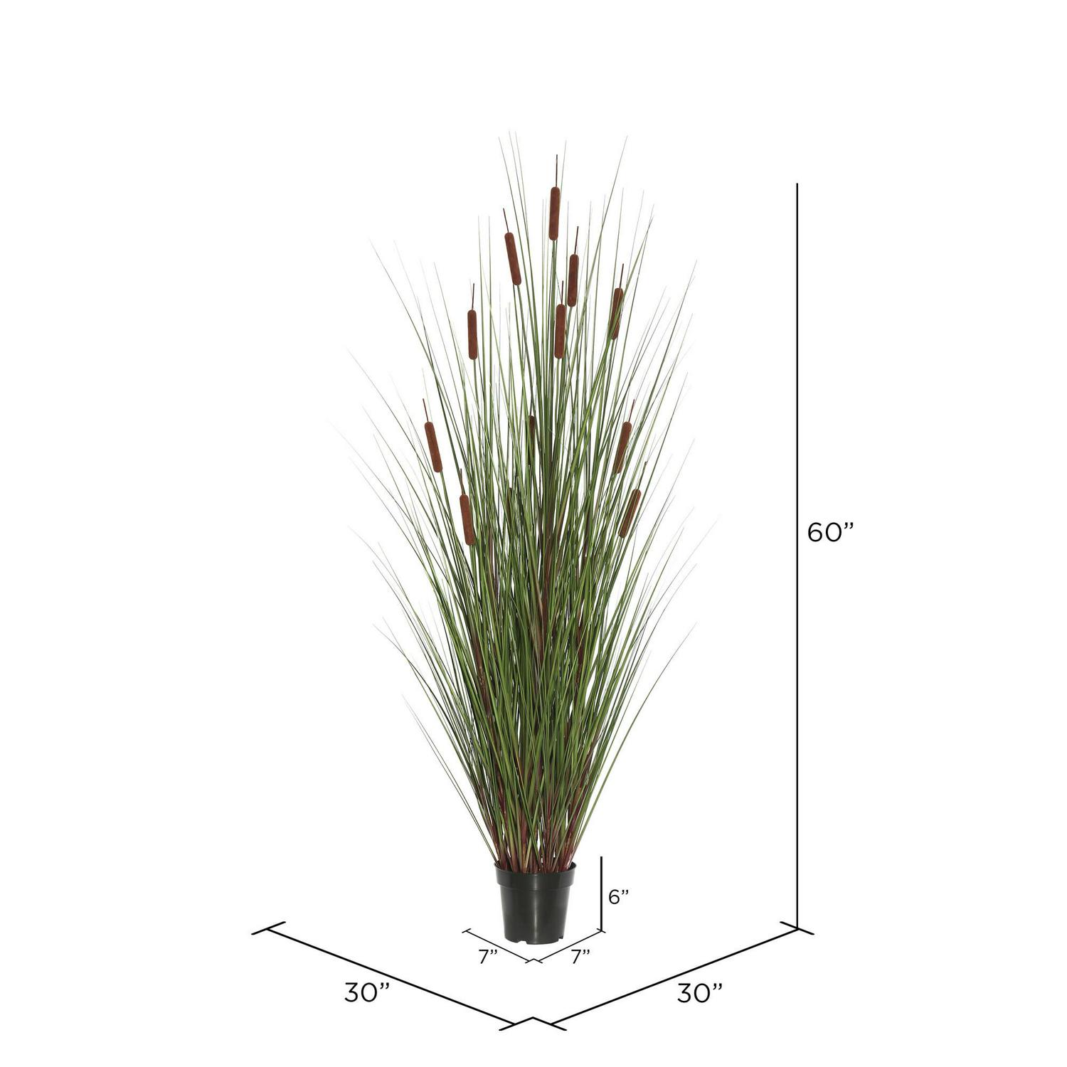 Vickerman 60" Artificial Potted Green Straight Grass and Cattails. - Image 3