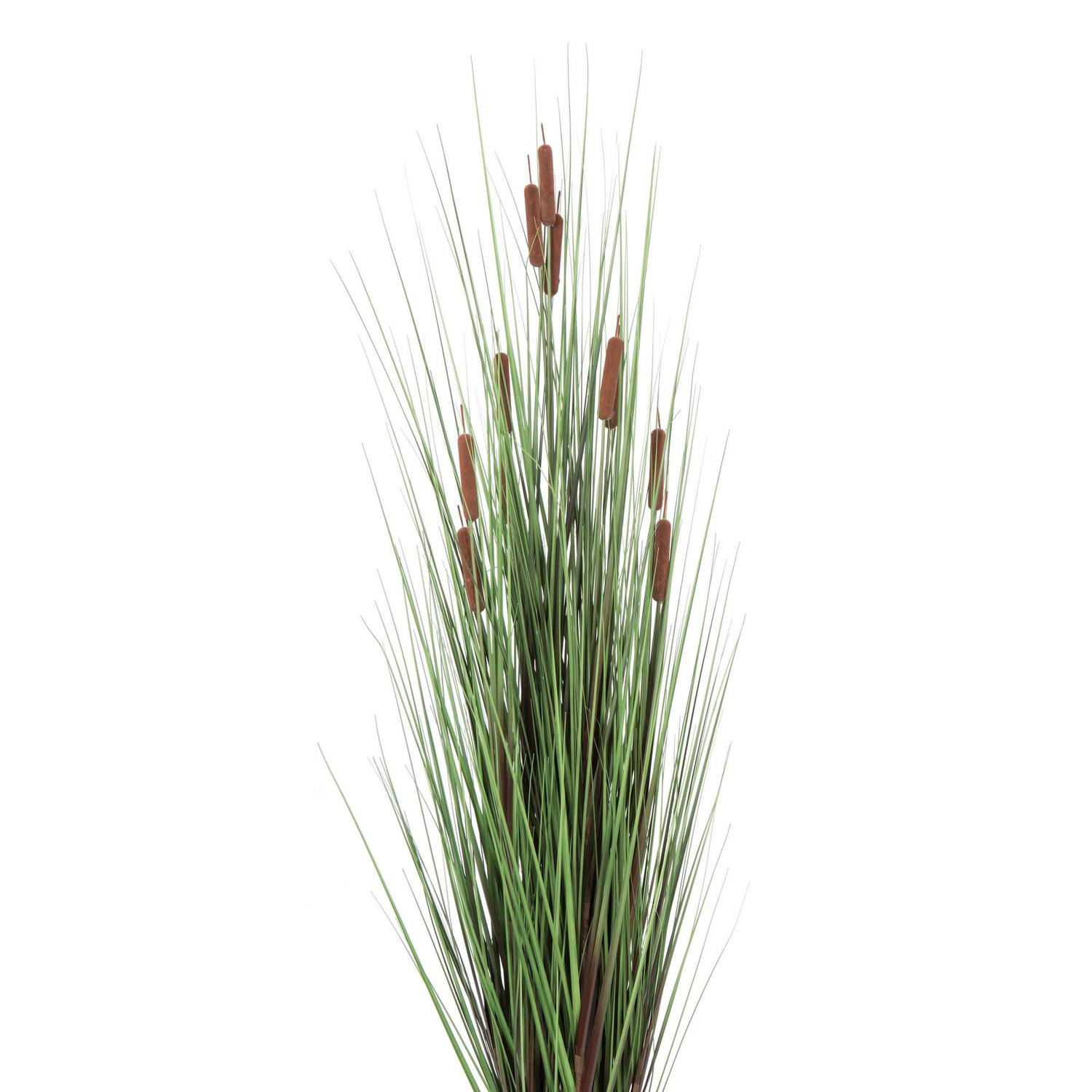 Vickerman 60" Artificial Potted Green Straight Grass and Cattails. - Image 2