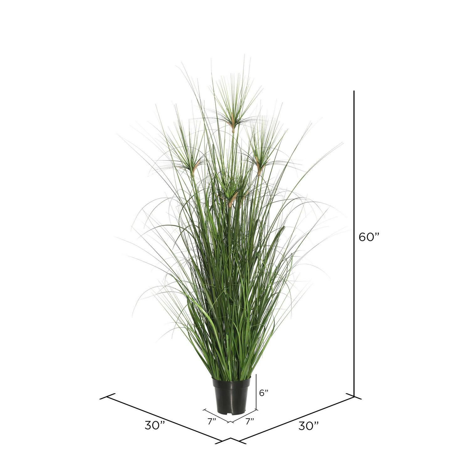 Vickerman 60" Artificial Potted Green Straight Grass and Cattails. - Image 3