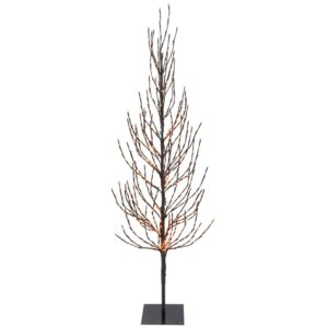 Vickerman 6' Brown Artificial Christmas Tree, Orange LED Lights