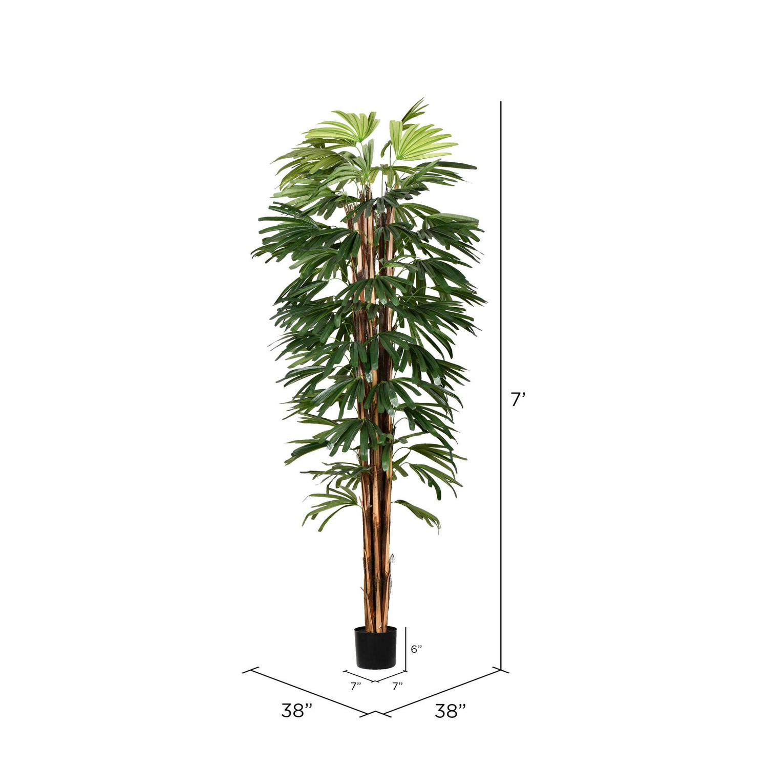 Vickerman 7' Artificial Artificial Potted Rhaphis Tree. - Image 2