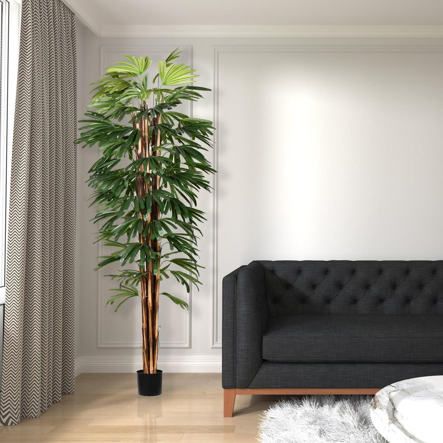 Vickerman 7' Artificial Artificial Potted Rhaphis Tree. - Image 3