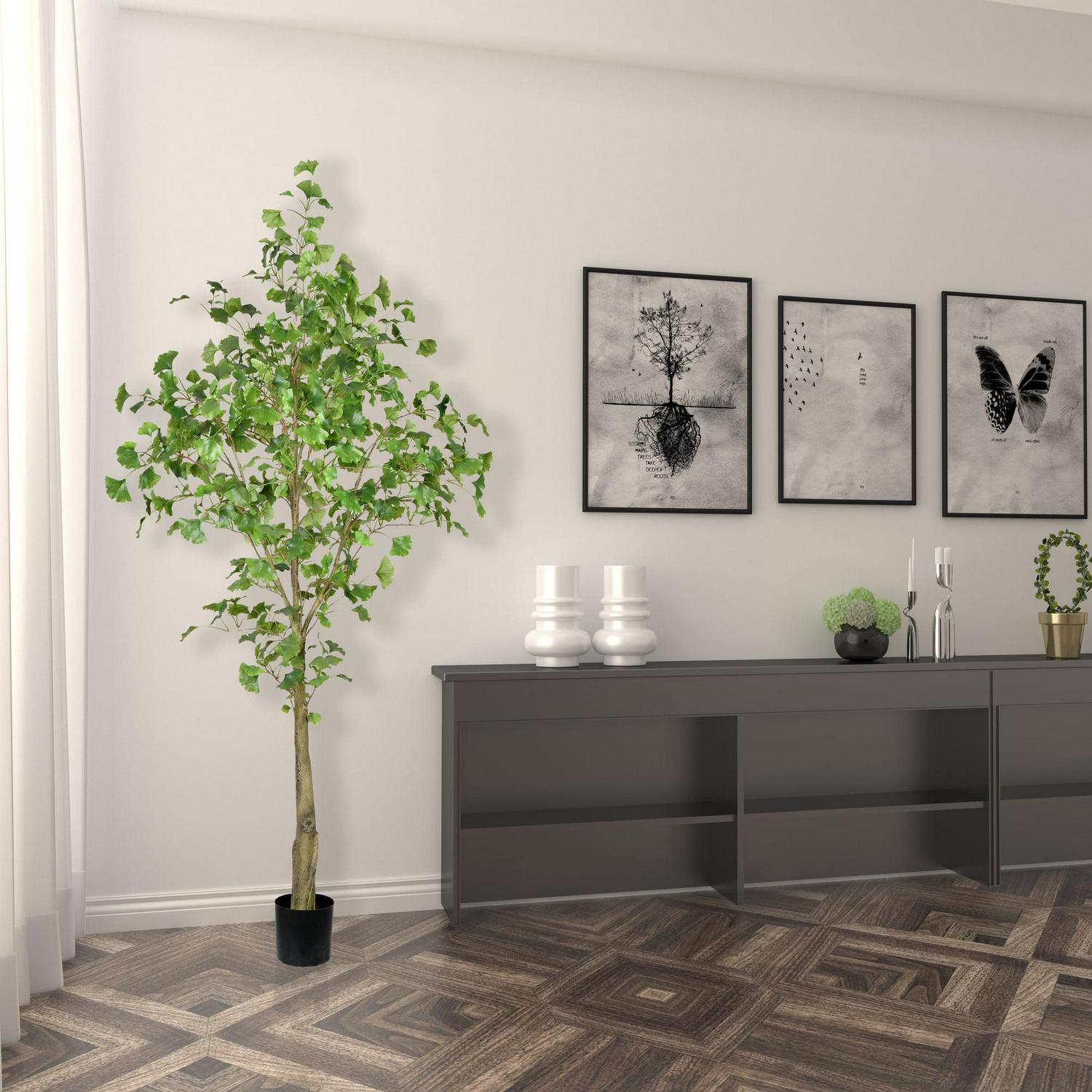 Vickerman 7' Artificial Potted Ginkgo Tree. - Image 3