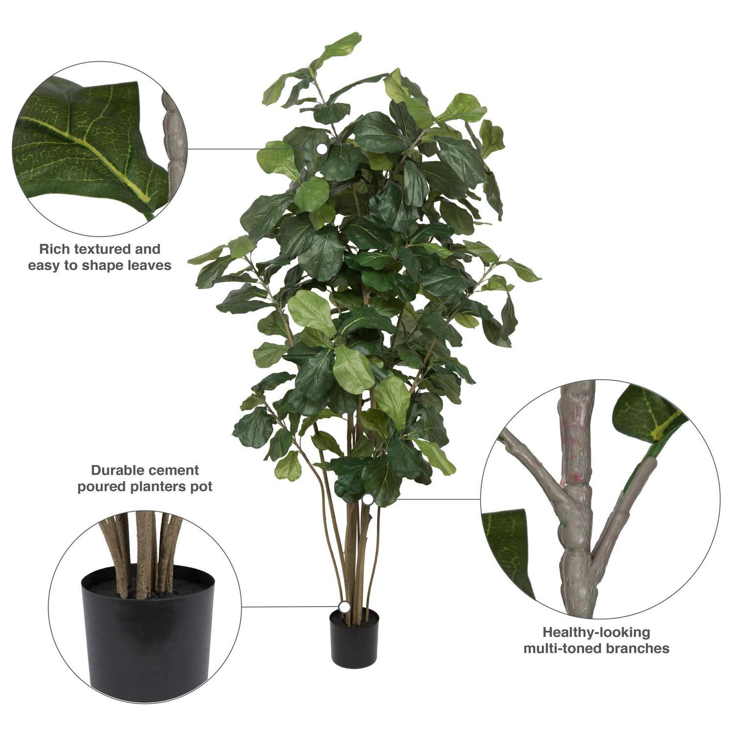 Vickerman 7' Artificial Green Potted Fiddle Tree. - Image 7