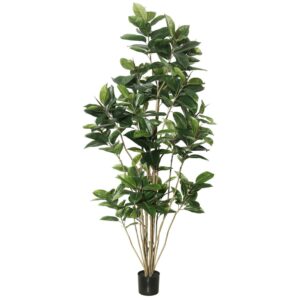 Vickerman 7' Potted Artificial Green Rubber Tree.