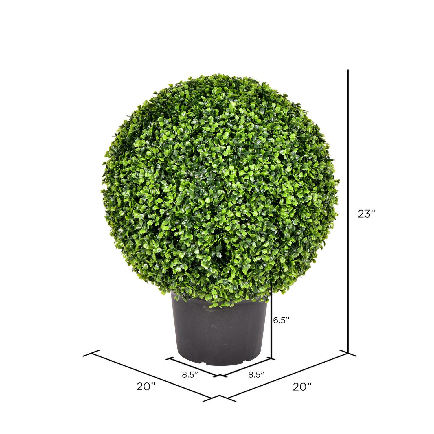 Vickerman 20" Artificial Potted Green Boxwood Ball. - Image 4