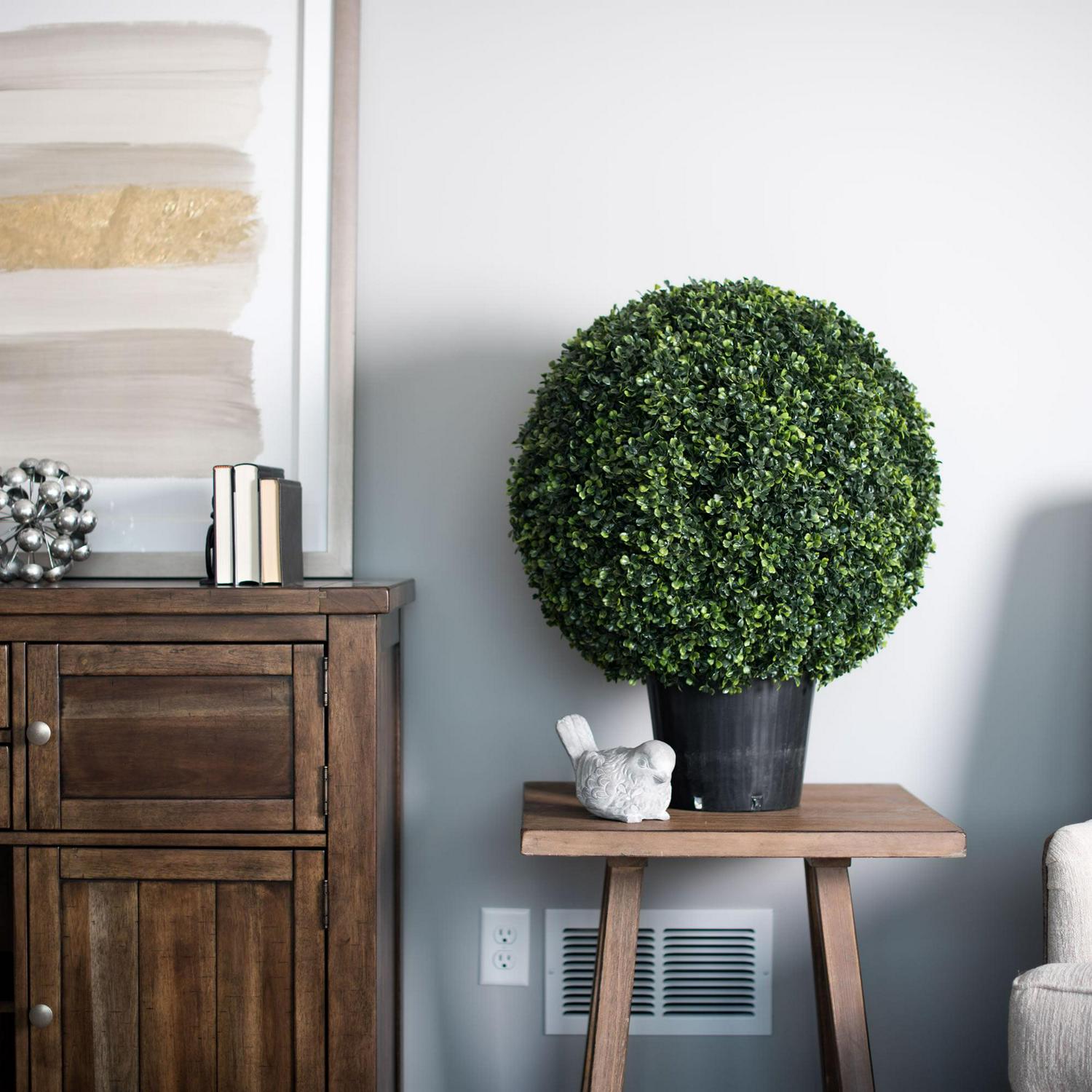 Vickerman 20" Artificial Potted Green Boxwood Ball. - Image 2