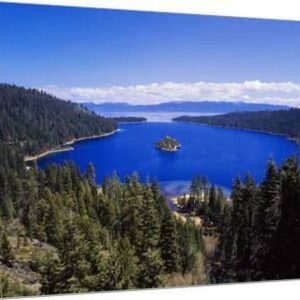 View of Emerald Bay in Lake Tahoe, California, USA, Botanical Scenic Stretched Canvas Wall Art by Adam Jones Sold by ArtCom
