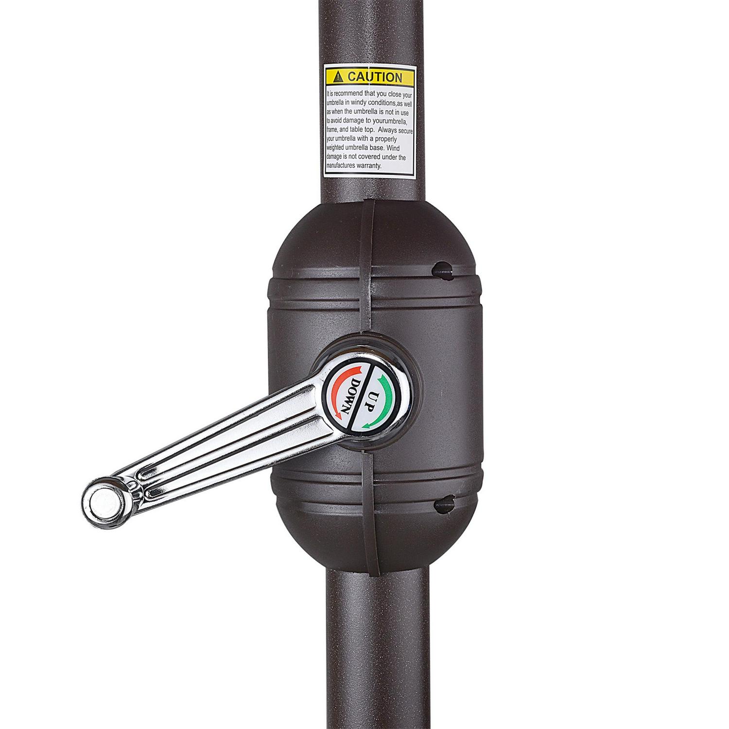 Villacera 9FT Outdoor Patio Umbrella with Solar Lights and Tilt, Brown - Image 7