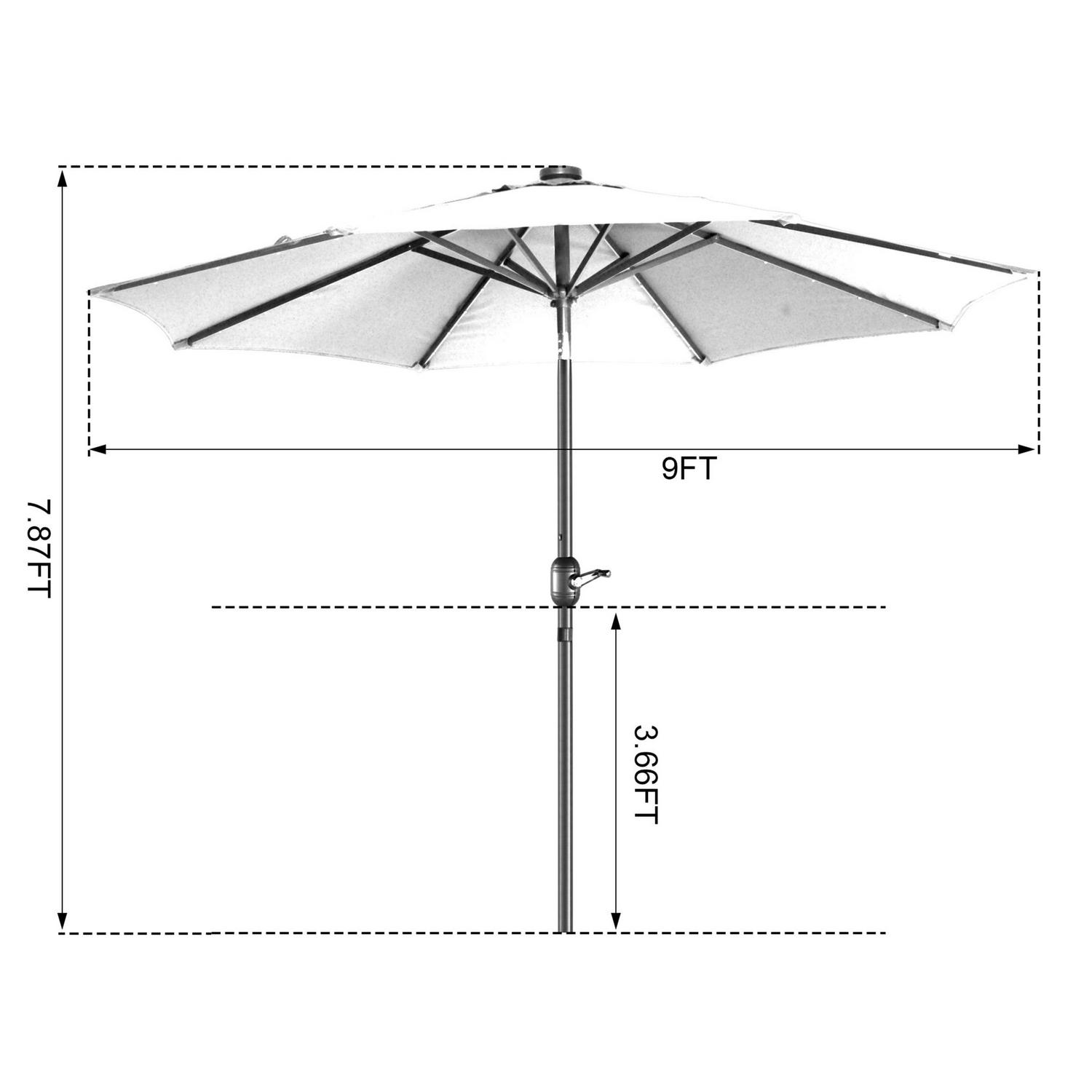Villacera 9FT Outdoor Patio Umbrella with Solar Lights and Tilt, Brown - Image 2
