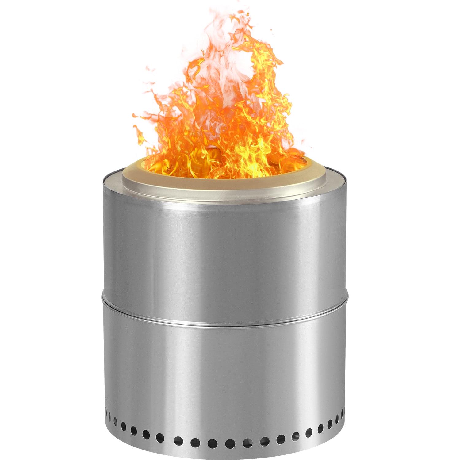 Vineego 15 inch Smokeless Fire Pit Outdoor Wood Burning Portable Fire Pit Stainless Steel with Standing Cover Backyard Patio Garden Picnic Camping Campfire