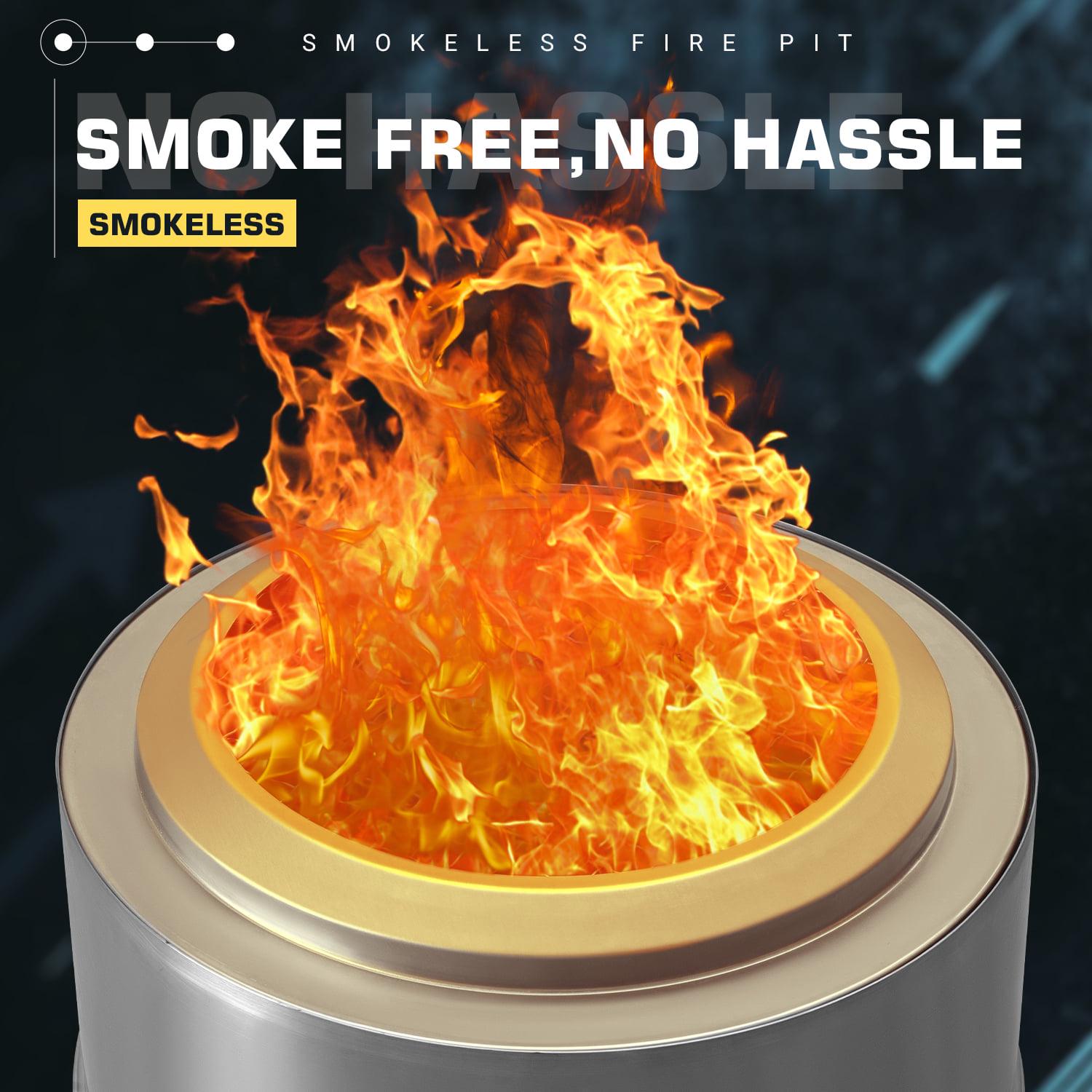 Vineego 15 inch Smokeless Fire Pit Outdoor Wood Burning Portable Fire Pit Stainless Steel with Standing Cover Backyard Patio Garden Picnic Camping Campfire - Image 4