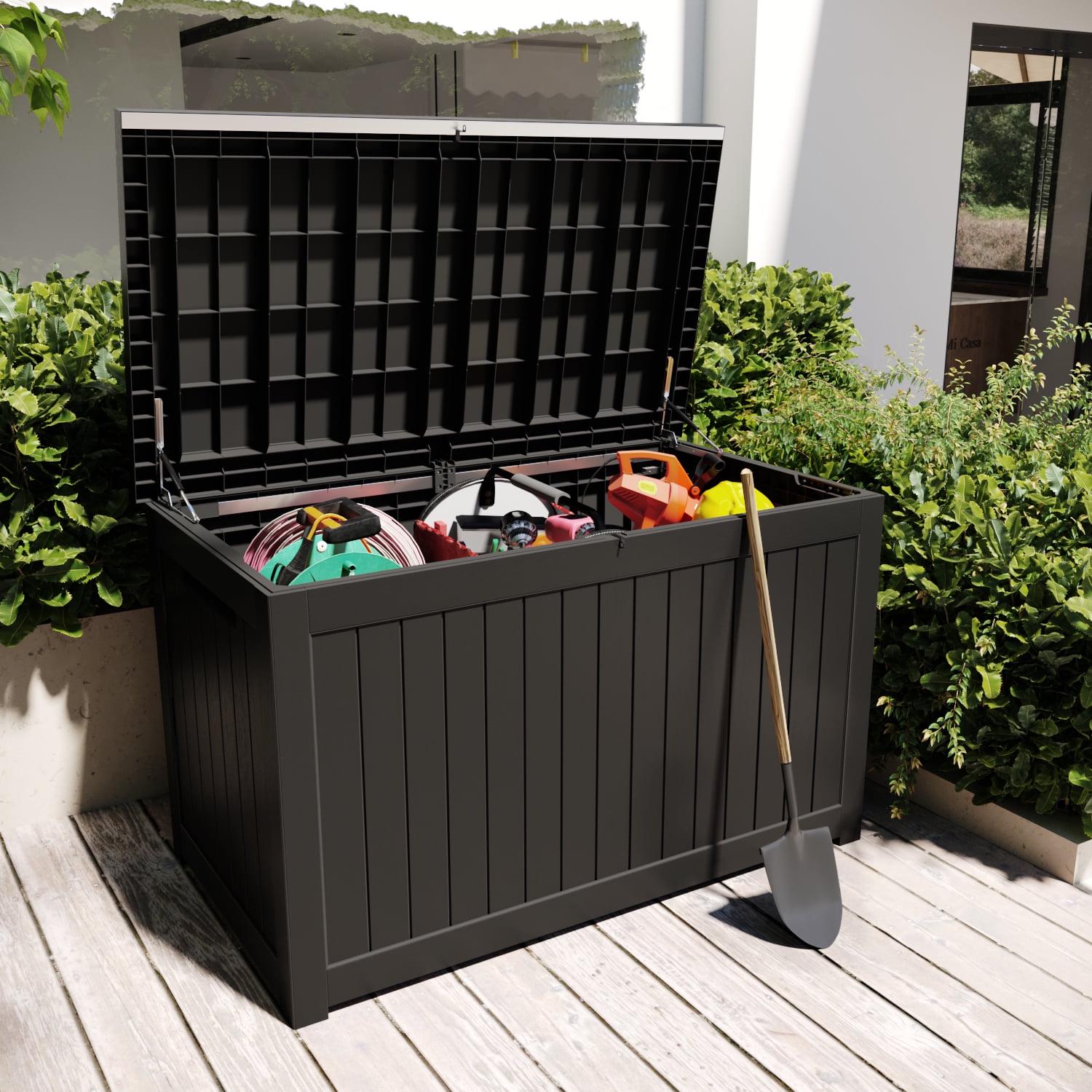 Vineego 230 Gallon Resin Deck Box Large Outdoor Storage for Patio Furniture, Garden Tools, Pool Supplies, Weatherproof and UV Resistant, Dark Black - Image 2