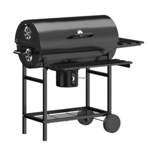 Vineego 29" Charcoal Barrel Grill with Thermometer and Removable Ash Catcher