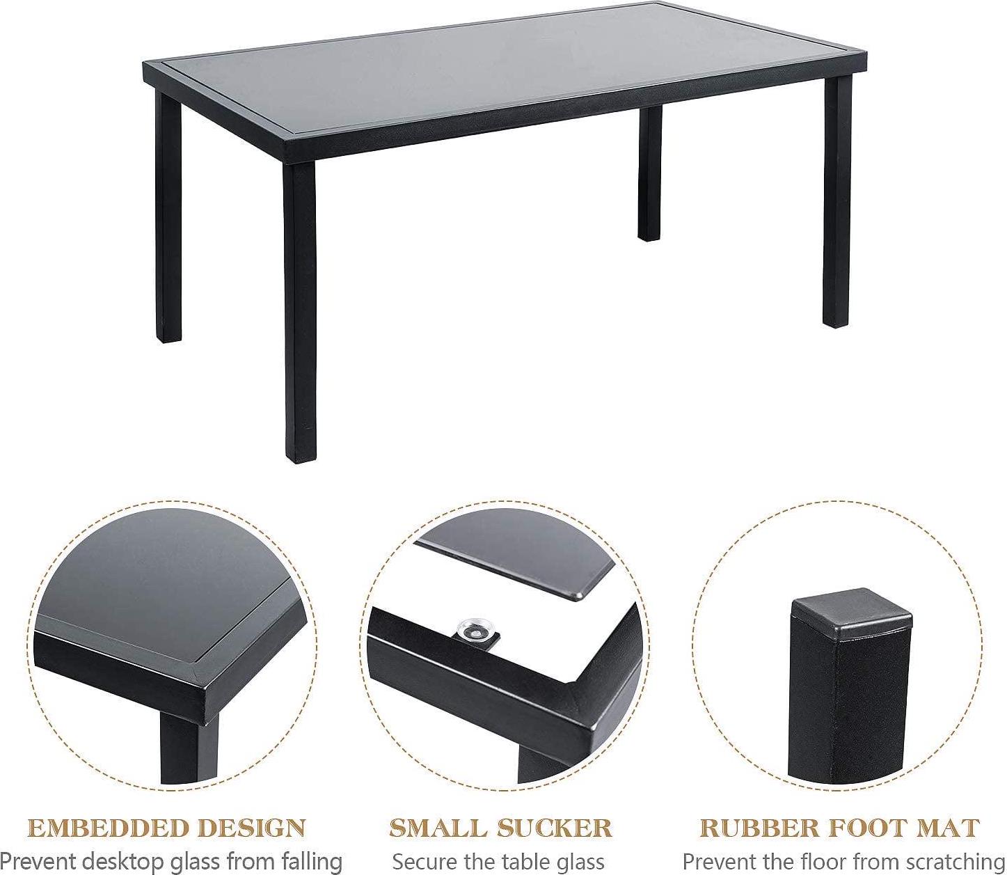 Vineego 4 Pieces Patio Furniture Outdoor furniture Outdoor Patio Furniture Set Textilene Bistro Set Modern Conversation Set Black Bistro Set with Loveseat Tea Table for Home, Lawn and Balcony (Black) - Image 9