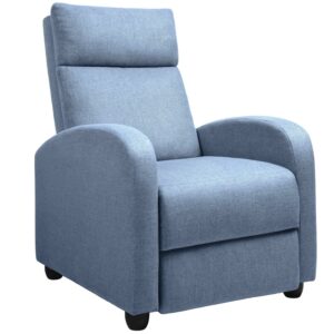 Vineego Home Theater Recliner with Padded Seat and Backrest, Blue Fabric