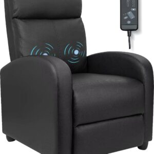 Vineego Massage Sofa Chair,Adjustable Recliner Home Theater Seating with PU Leather Padded Backrest and Thick Seat Cushion ,Black