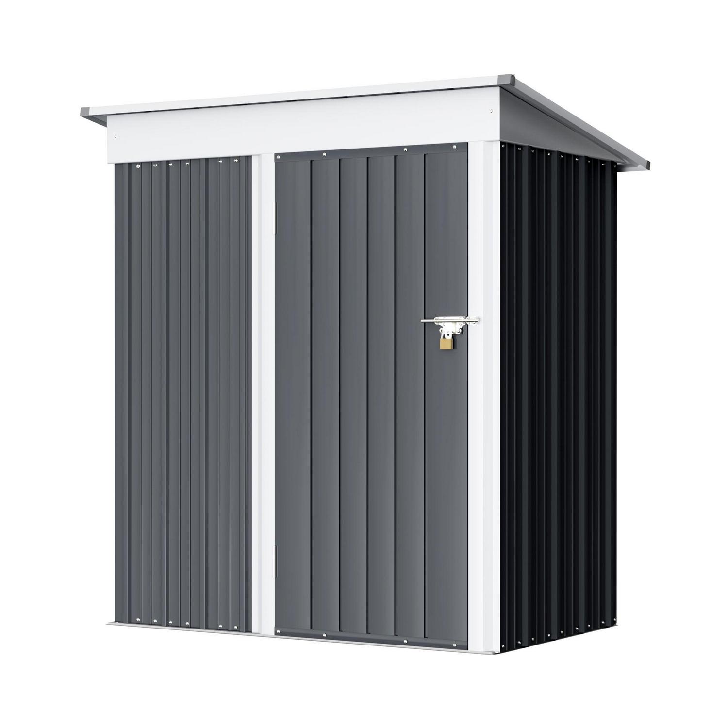 Vineego Metal Outdoor Storage Shed with Door & Lock, 5' x 3', Gray