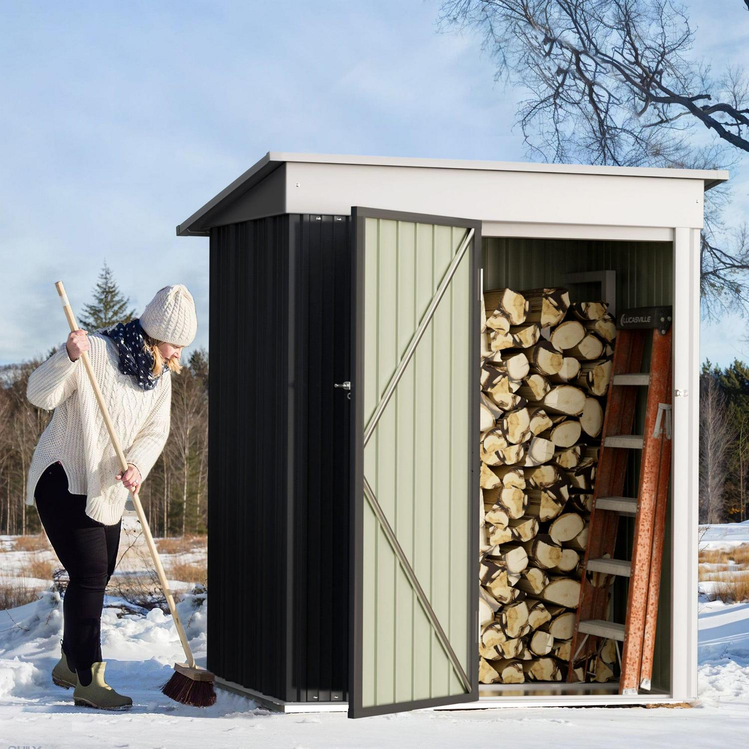 Vineego Metal Outdoor Storage Shed with Door & Lock, 5' x 3', Gray - Image 2