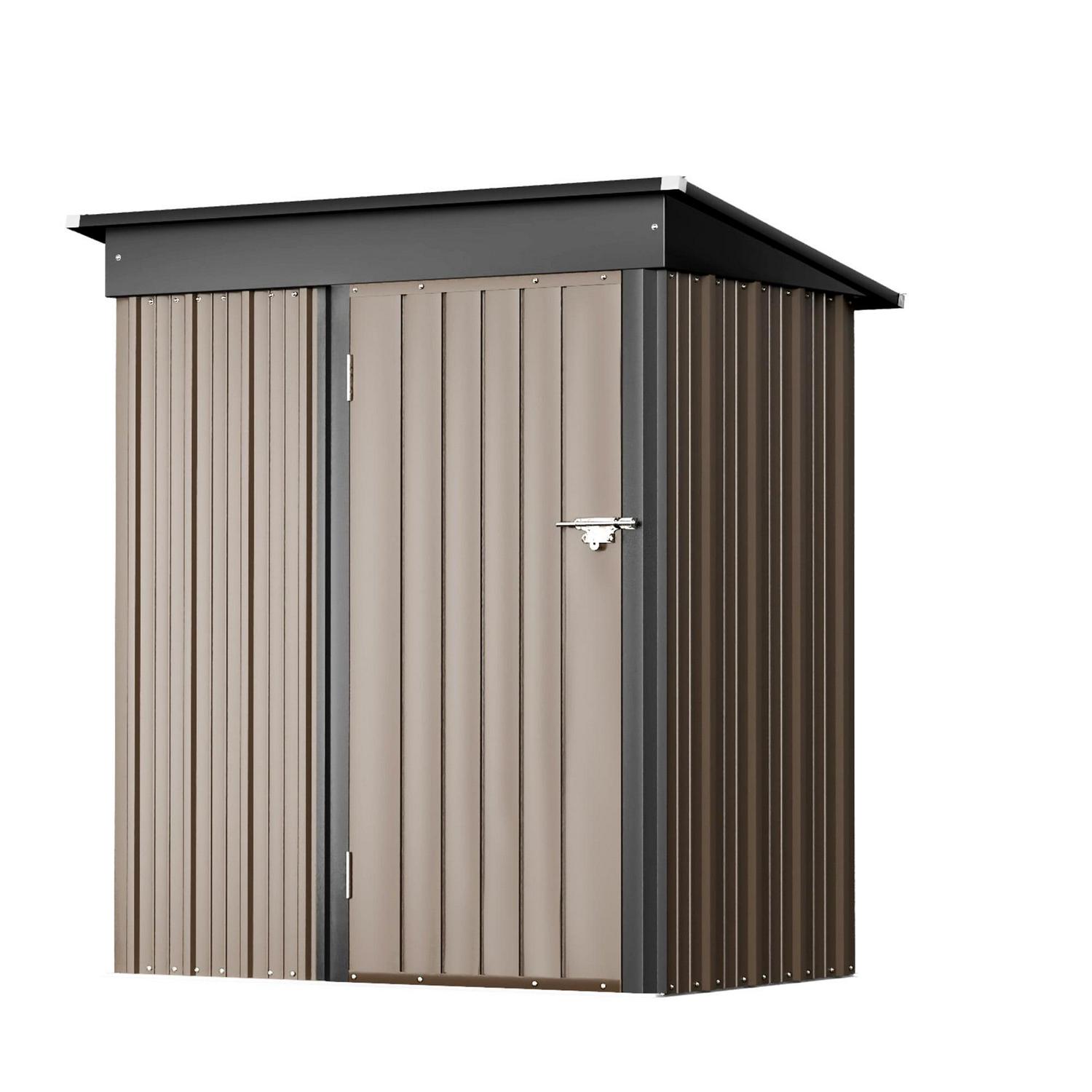 Vineego Metal Outdoor Storage Shed 5FT x 3FT, Steel Utility Tool Shed Storage House with Door & Lock, for Backyard Outdoor Patio,Brown - Image 5