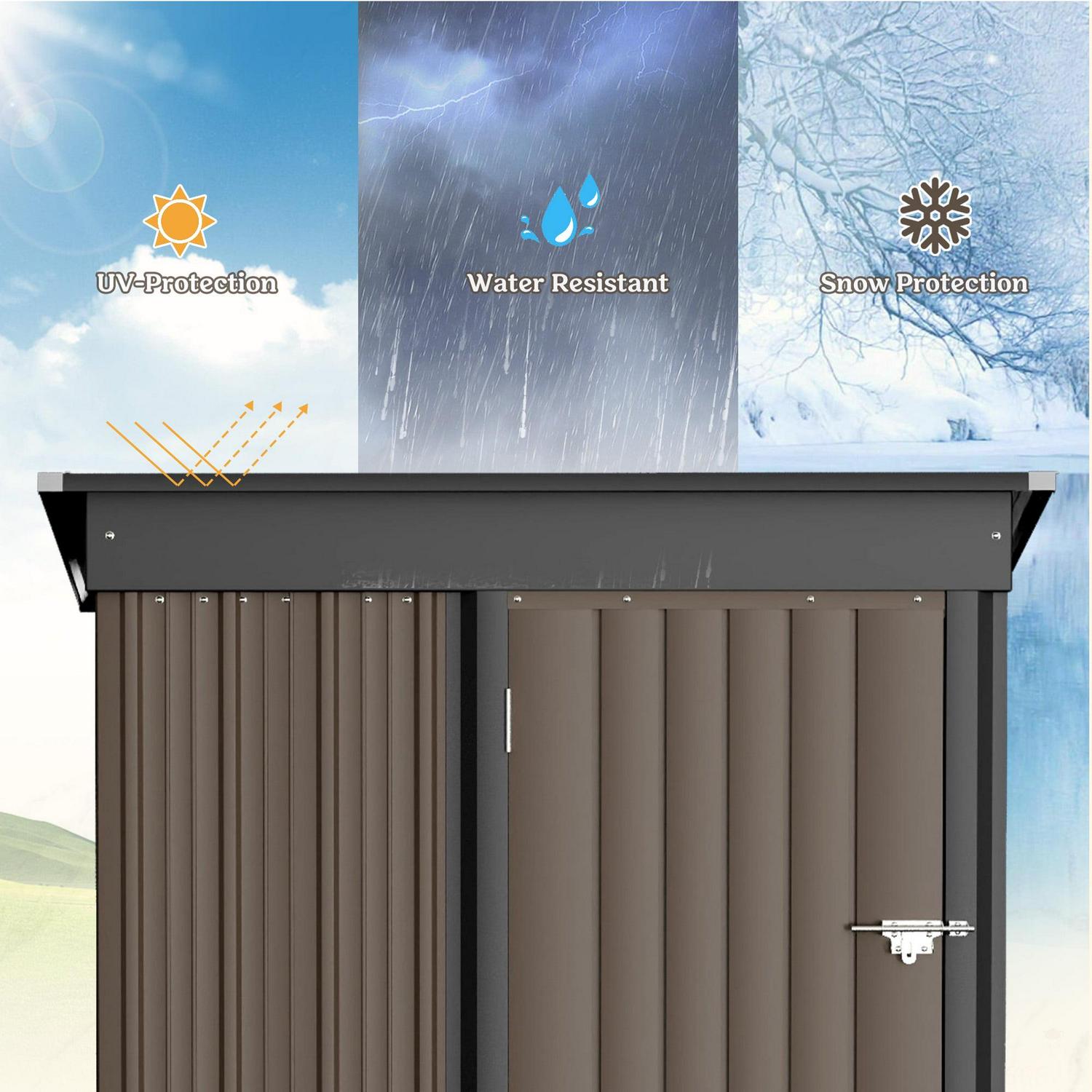 Vineego Metal Outdoor Storage Shed 5FT x 3FT, Steel Utility Tool Shed Storage House with Door & Lock, for Backyard Outdoor Patio,Brown - Image 3