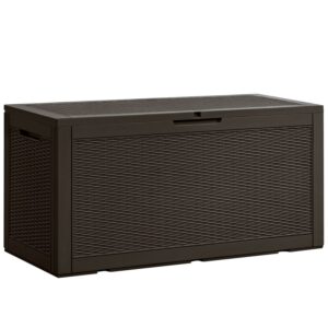 Vineego Outdoor All-Weather 105 Gallon Resin Deck Box, Brown