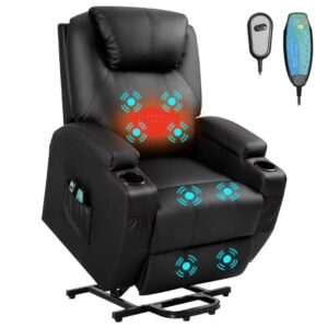 Vineego Power Lift Recliner Chair PU Leather for Elderly with Massage,Black